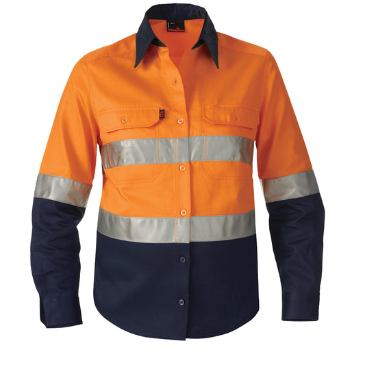 King Gee K44532 Women's Hi-Vis Reflective Long Sleeve Work Shirt