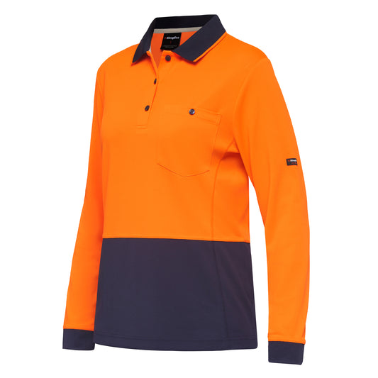 King Gee K44730 Women's Workcool Hyperfreeze Hi-Vis Long Sleeve Polo Shirt