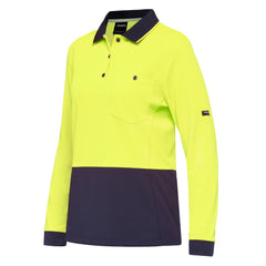 King Gee K44730 Women's Workcool Hyperfreeze Hi-Vis Long Sleeve Polo Shirt