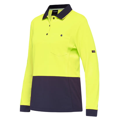 King Gee K44730 Women's Workcool Hyperfreeze Hi-Vis Long Sleeve Polo Shirt