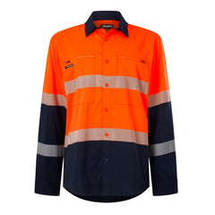 King Gee K54037 DryCool Hi Vis Spliced Taped Shirt Long Sleeve Shirt