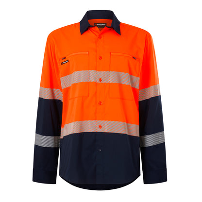 King Gee K54037 DryCool Hi Vis Spliced Taped Shirt Long Sleeve Shirt