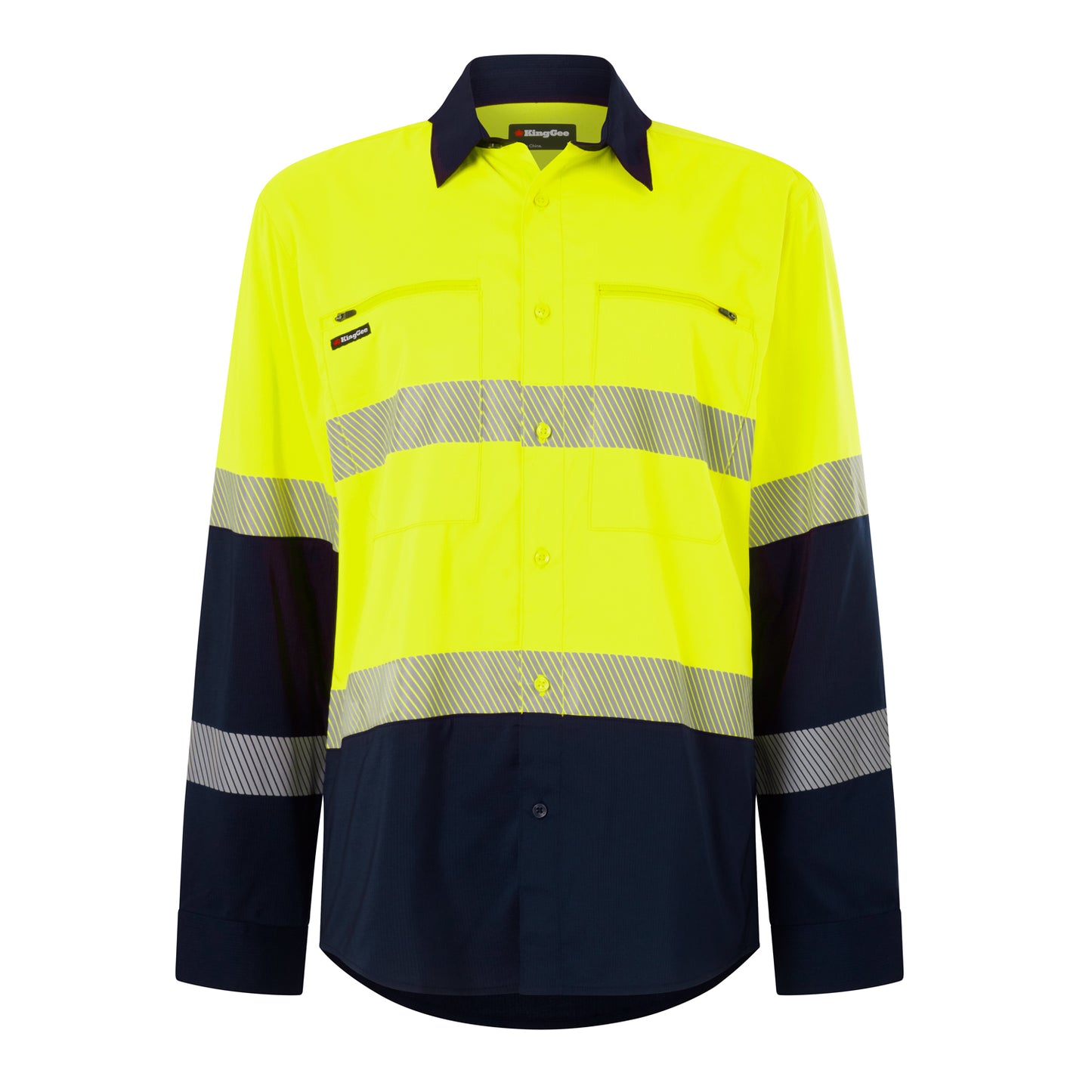 King Gee K54037 DryCool Hi Vis Spliced Taped Shirt Long Sleeve Shirt