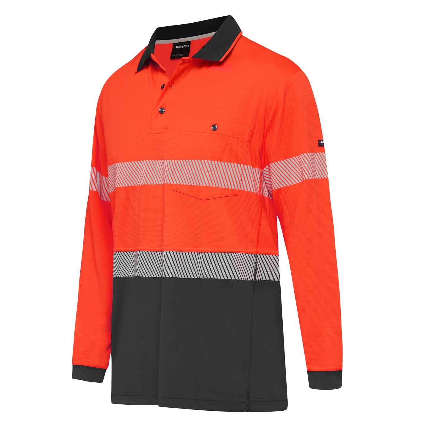 King Gee K54225 Workcool Hyperfreeze Hi-Vis Reflective Long Sleeve Polo