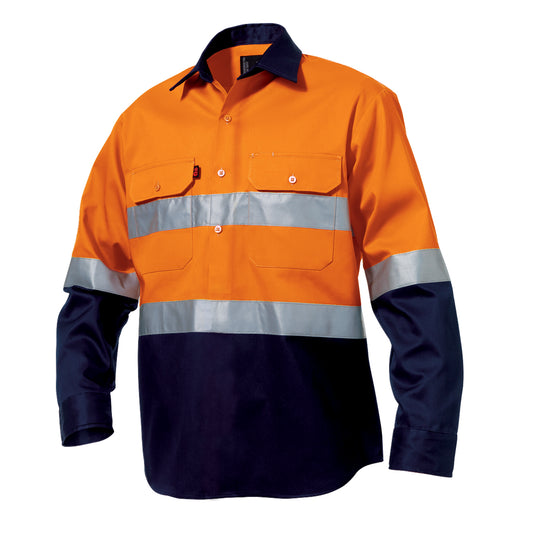King Gee K54325 Originals Hi-Vis Reflective Closed Front Long Sleeve Shirt
