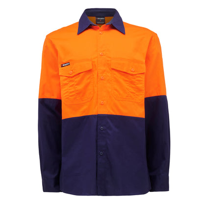 King Gee K54870 Workcool 2 Hi-Vis Two Tone Long Sleeve Drill Work Shirt