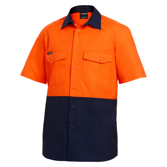 King Gee K54875 Workcool 2 Hi-Vis Two Tone Short Sleeve Drill Work Shirt