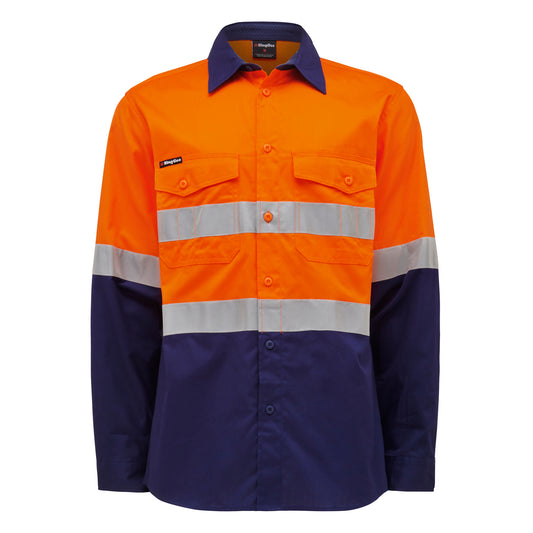 King Gee K54880 Workcool 2 Hi-Vis Reflective Two Tone Long Sleeve Work Shirt