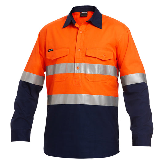 King Gee K54886 Workcool 2 Hi-Vis Reflective Closed Front Work Shirt