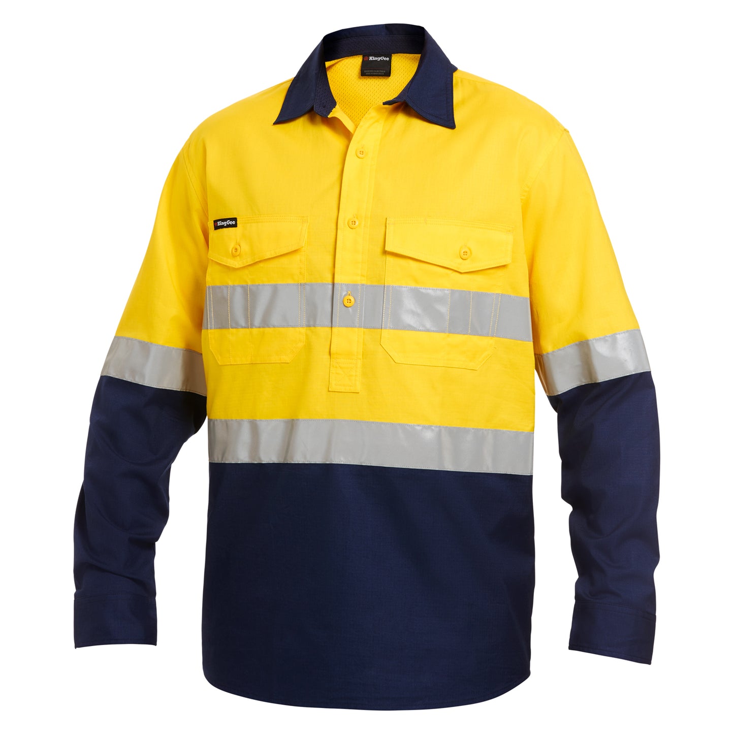 King Gee K54886 Workcool 2 Hi-Vis Reflective Closed Front Work Shirt
