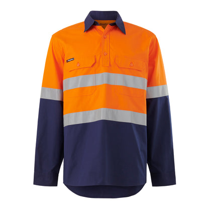 King Gee K54914 Workcool Vented Closed Front Spliced Shirt Taped Long Sleeve