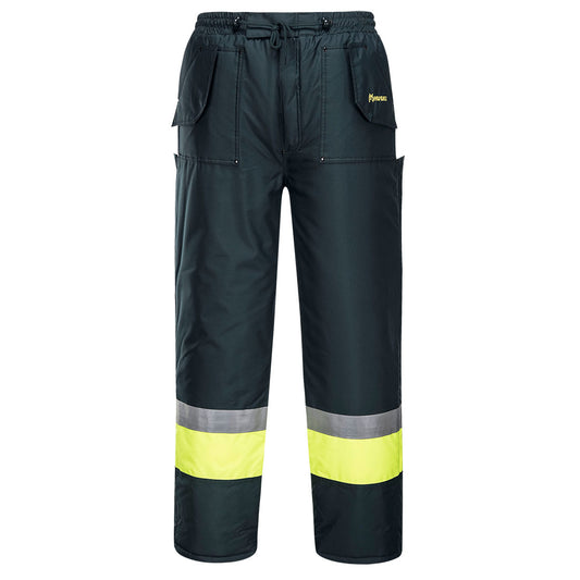 Portwest Huski Hi-Vis Contrast Freezer Pants in Forest/Yellow