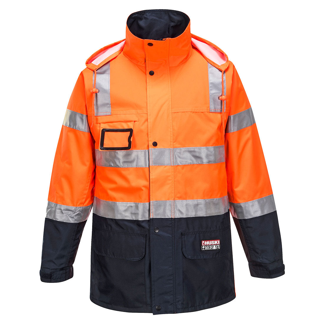 Portwest Huski Transit Hi-Vis Rain Jacket in Orange/Navy