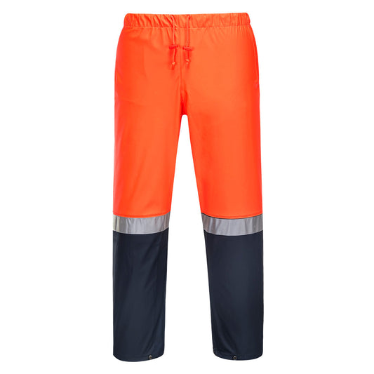 Portwest Huski Farmers Hi-Vis Contrast Rain Pants in Orange/Navy