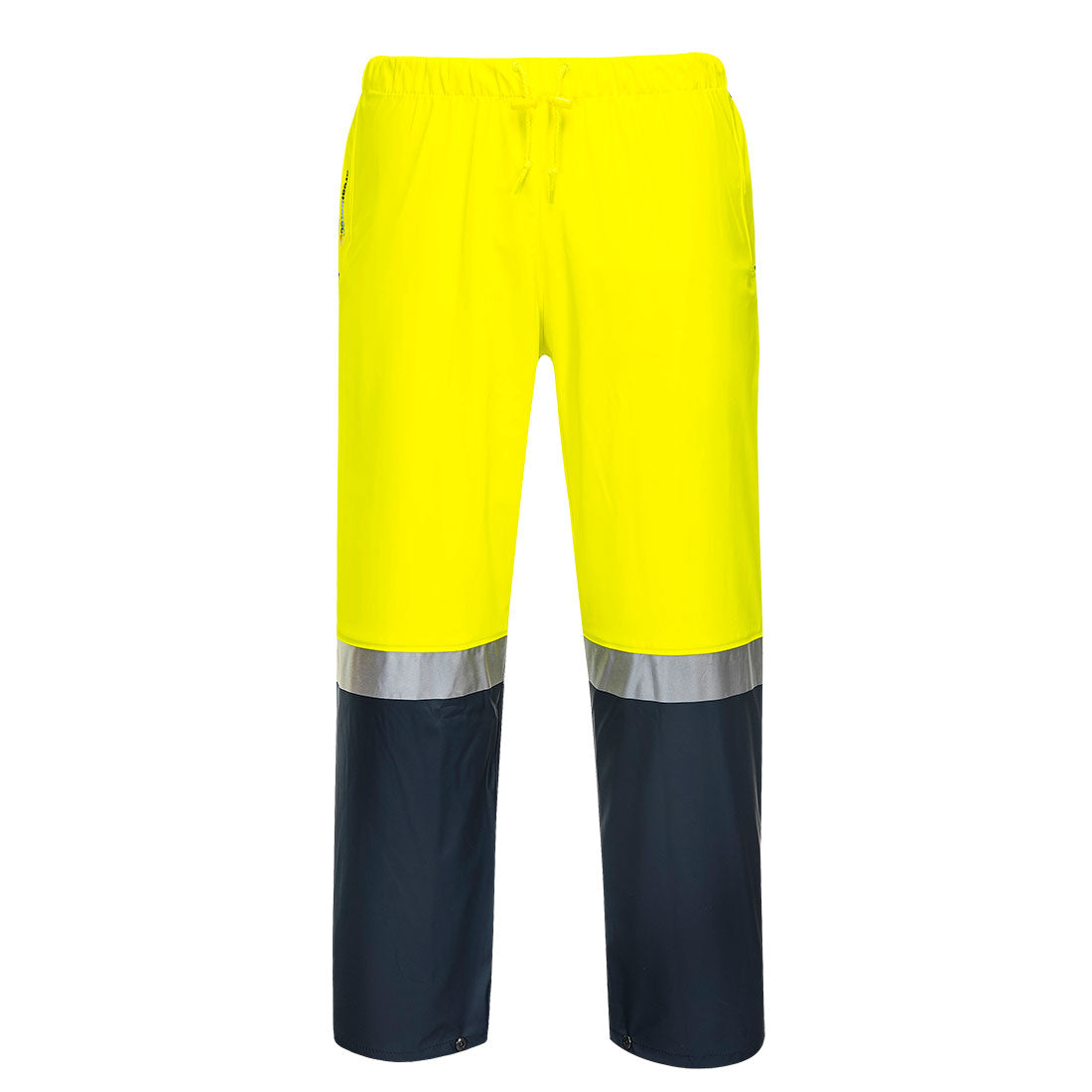 Portwest Huski Farmers Hi-Vis Contrast Rain Pants in Yellow/Navy