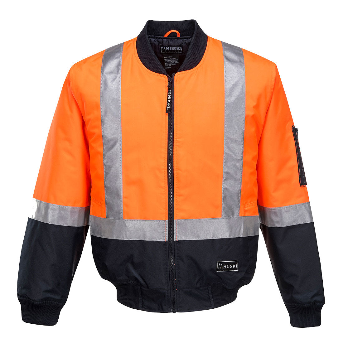 Portwest Huski Hi-Vis Winter Bomber Jacket in Orange/Navy