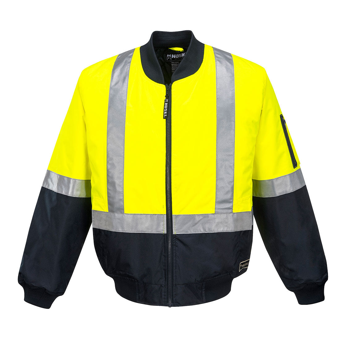 Portwest Huski Hi-Vis Winter Bomber Jacket in Yellow/Navy