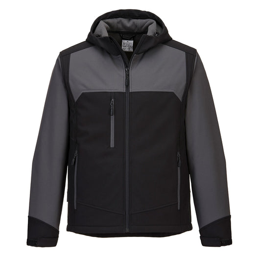 Portwest KX3 Hooded Softshell (3L) in Black/Grey