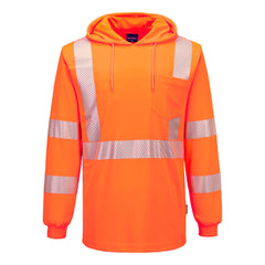 Portwest Hi-Vis Lightweight Hooded T-Shirt L/S in Orange