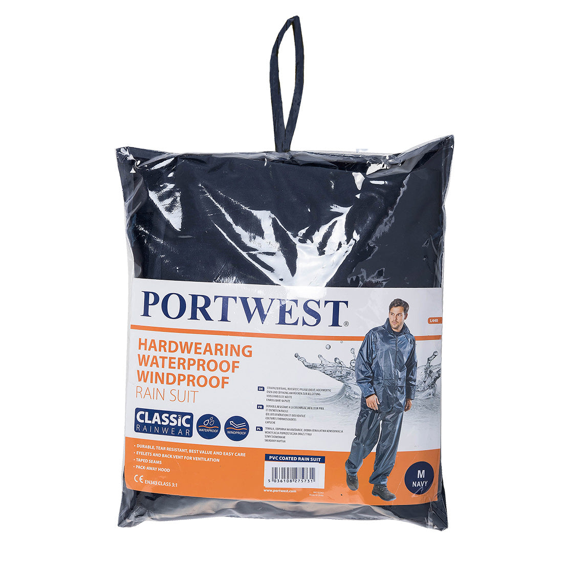 Portwest Essentials Rainsuit (2 Piece Suit) in Navy