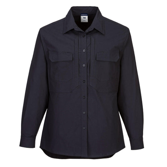 Portwest Women's Utility Stretch Long Sleeve Shirt in Black