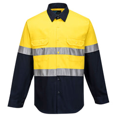 Portwest Hobart Hi-Vis Contrast Shirt L/S in Yellow/Navy
