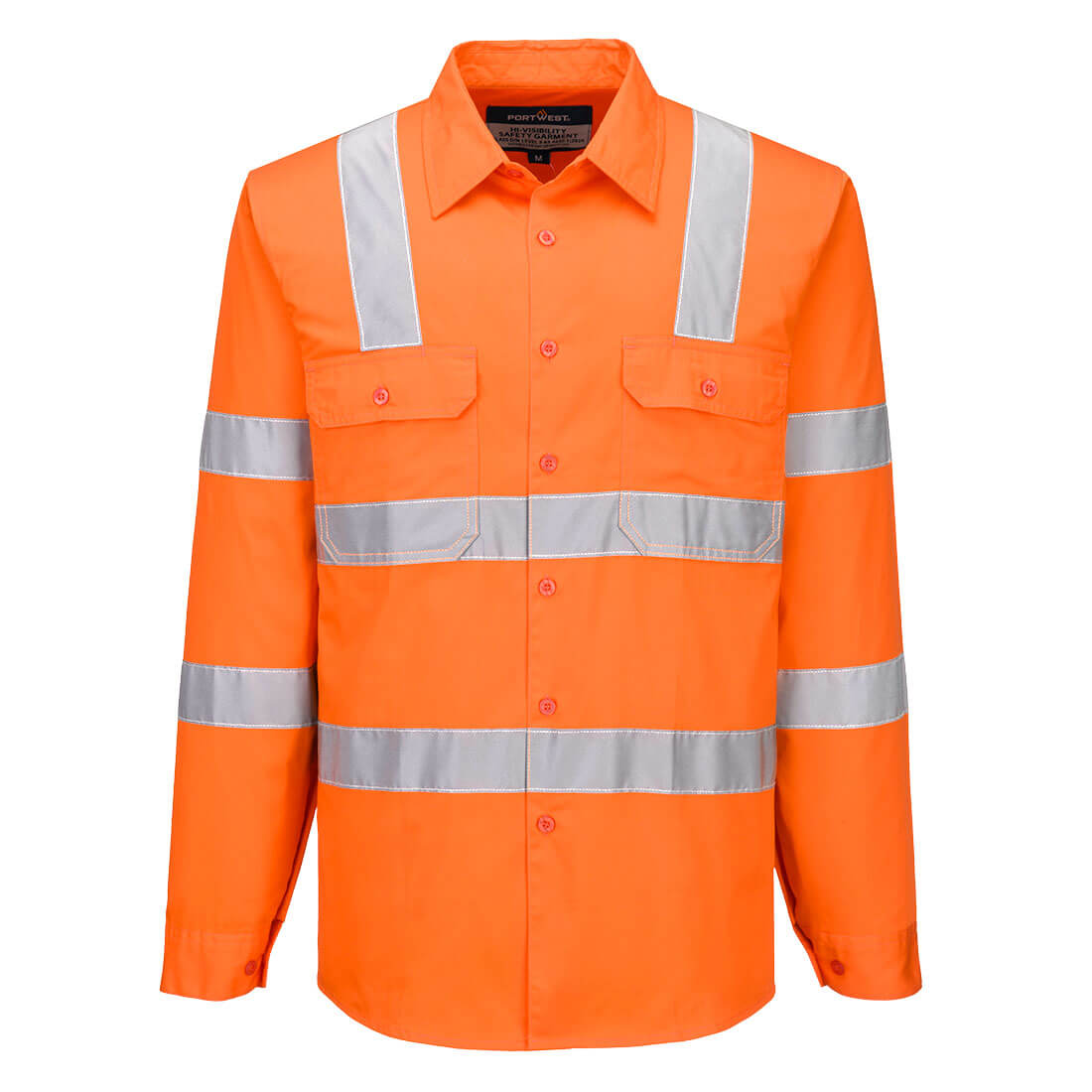 Portwest Hi-Vis Lightweight Cotton Shirt L/S in Orange