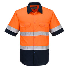 Portwest Industrial Hi-Vis Lightweight Contrast Shirt S/S in Orange/Navy