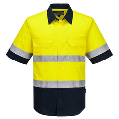 Portwest Industrial Hi-Vis Lightweight Contrast Shirt S/S in Yellow/Navy