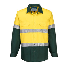 Portwest Hobart Hi-Vis Lightweight Contrast Shirt L/S in Yellow/Green