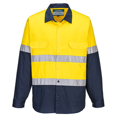 Portwest Hobart Hi-Vis Lightweight Contrast Shirt L/S in Yellow/Navy