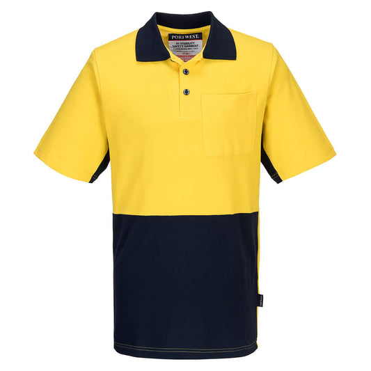 Portwest Cotton Pique Polo Shirt S/S in Yellow/Navy