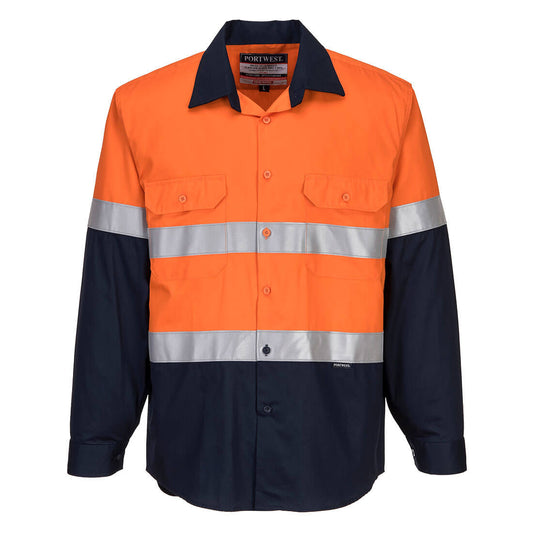 Portwest Bizflame FR Class D/N Shirt in Orange/Navy