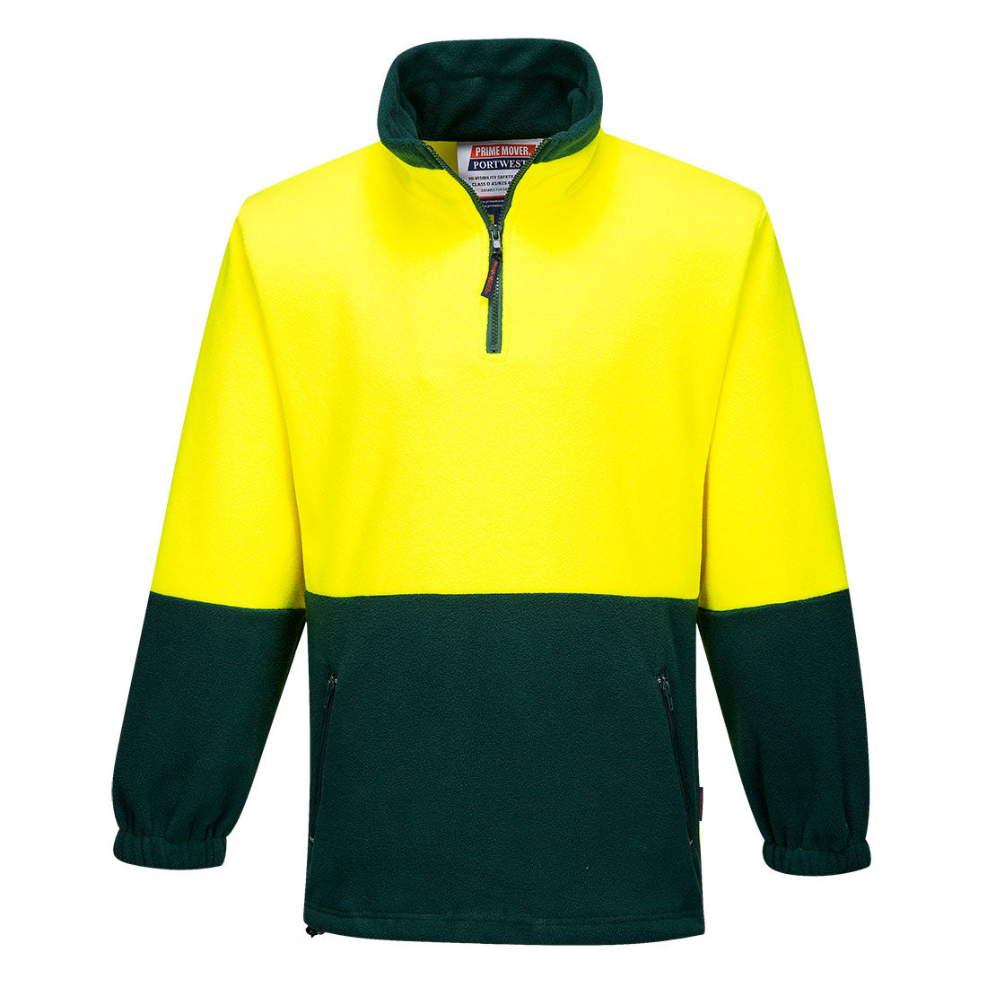 Portwest Hi-Vis Contrast 1/4 Zip Class D Polar Fleece in Yellow/Green