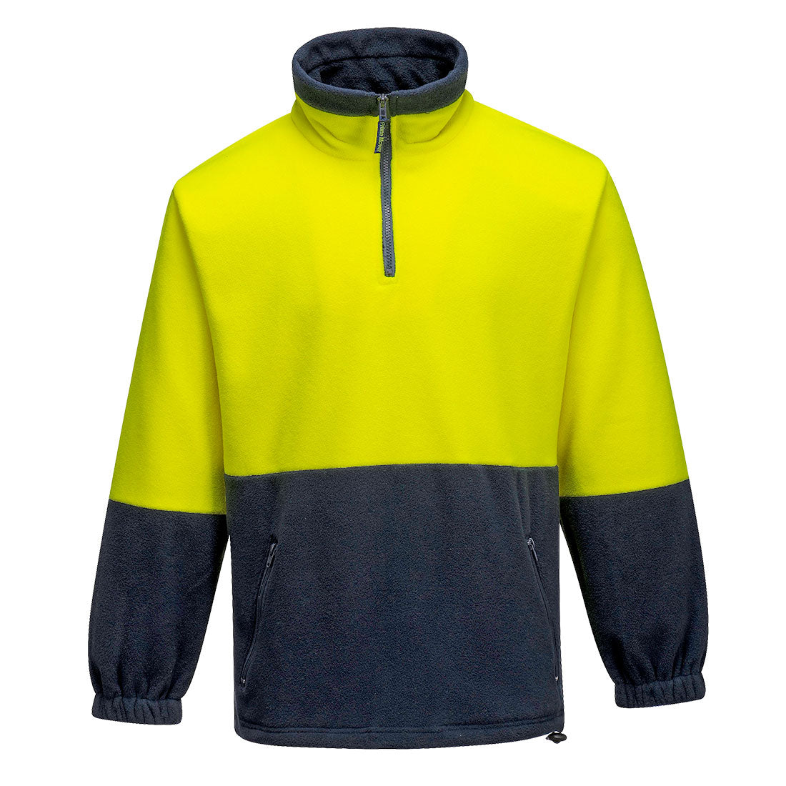 Portwest Hi-Vis Contrast 1/4 Zip Class D Polar Fleece in Yellow/Navy
