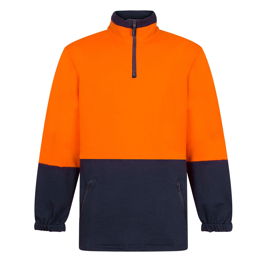 Portwest Hi-Vis Contrast 1/4 Zip Class D Brush Fleece in Orange/Navy