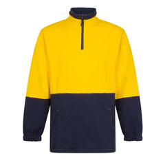 Portwest Hi-Vis Contrast 1/4 Zip Class D Brush Fleece in Yellow/Navy