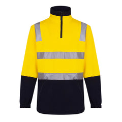 Portwest Hi-Vis Contrast 1/4 Zip Brush Fleece in Yellow/Navy
