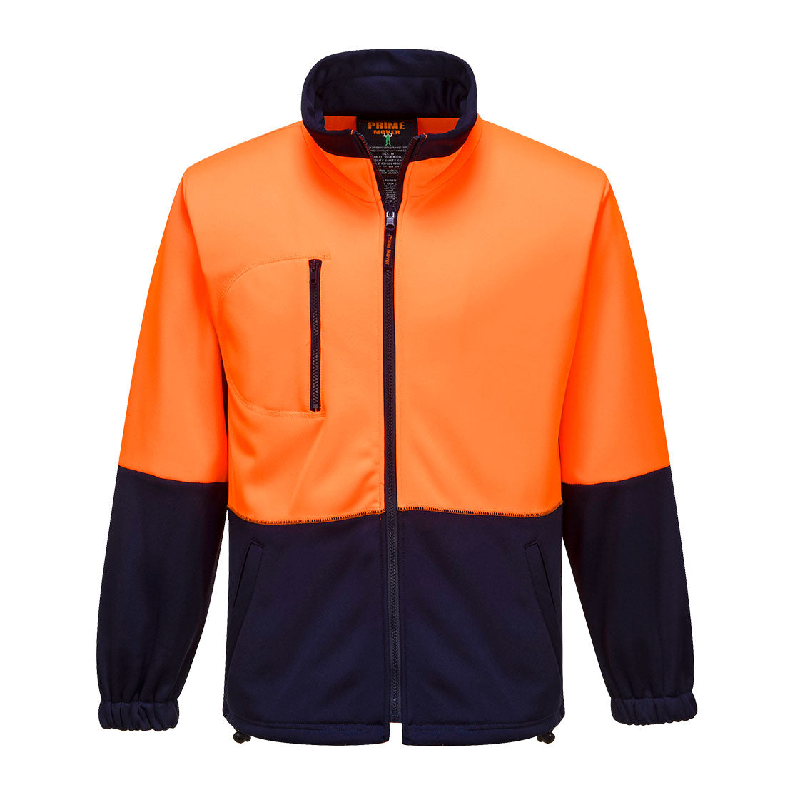Portwest Hi-Vis Water Repellent Contrast Zipped Class D Brush Fleece in Orange/Navy