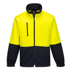Portwest Hi-Vis Water Repellent Contrast Zipped Class D Brush Fleece in Yellow/Navy