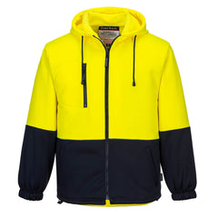 Portwest Hi-Vis Water Repellent Contrast Zipped Class D Hoodie in Yellow/Navy