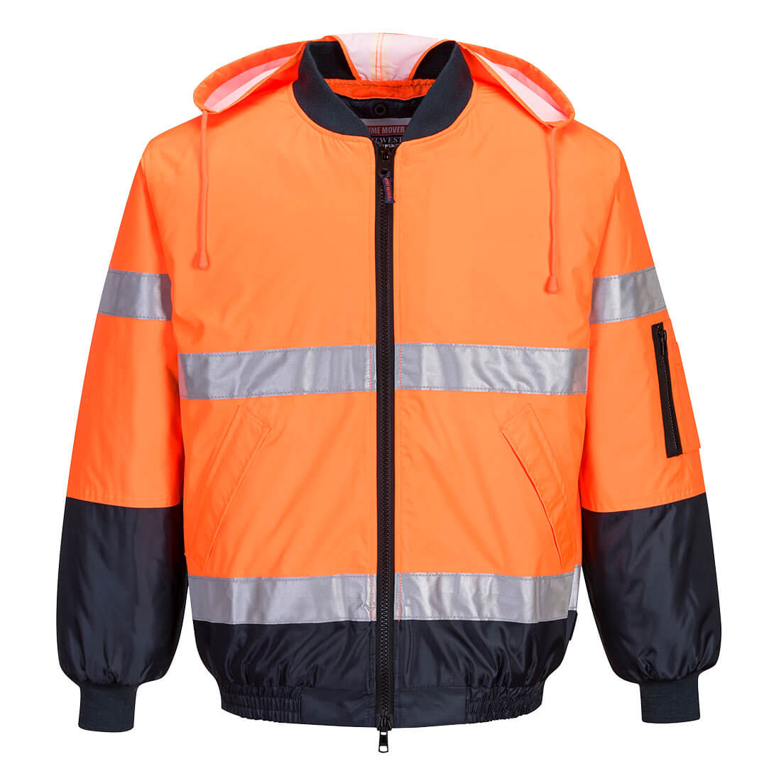 Portwest Hi-Vis Contrast Bomber Jacket in Orange/Navy