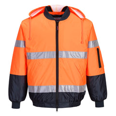 Portwest Hi-Vis Contrast Bomber Jacket in Orange/Navy