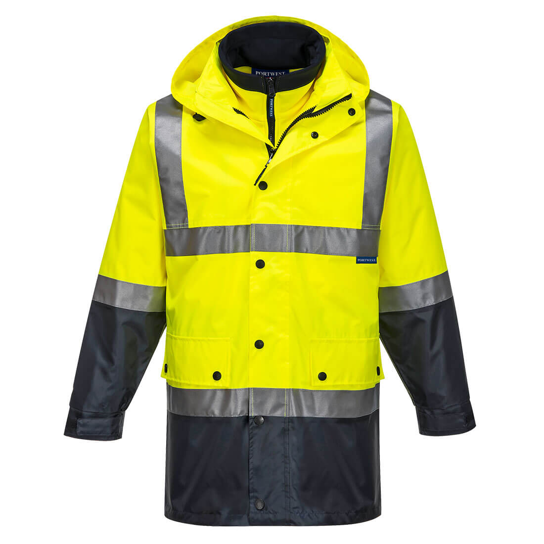 Portwest Eyre Hi-Vis 4-in-1 Contrast Jacket in Yellow/Navy