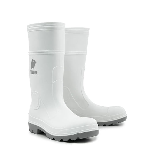 Bison Mohawk PVC/Nitrile Food Industry Safety Gumboot White/Grey
