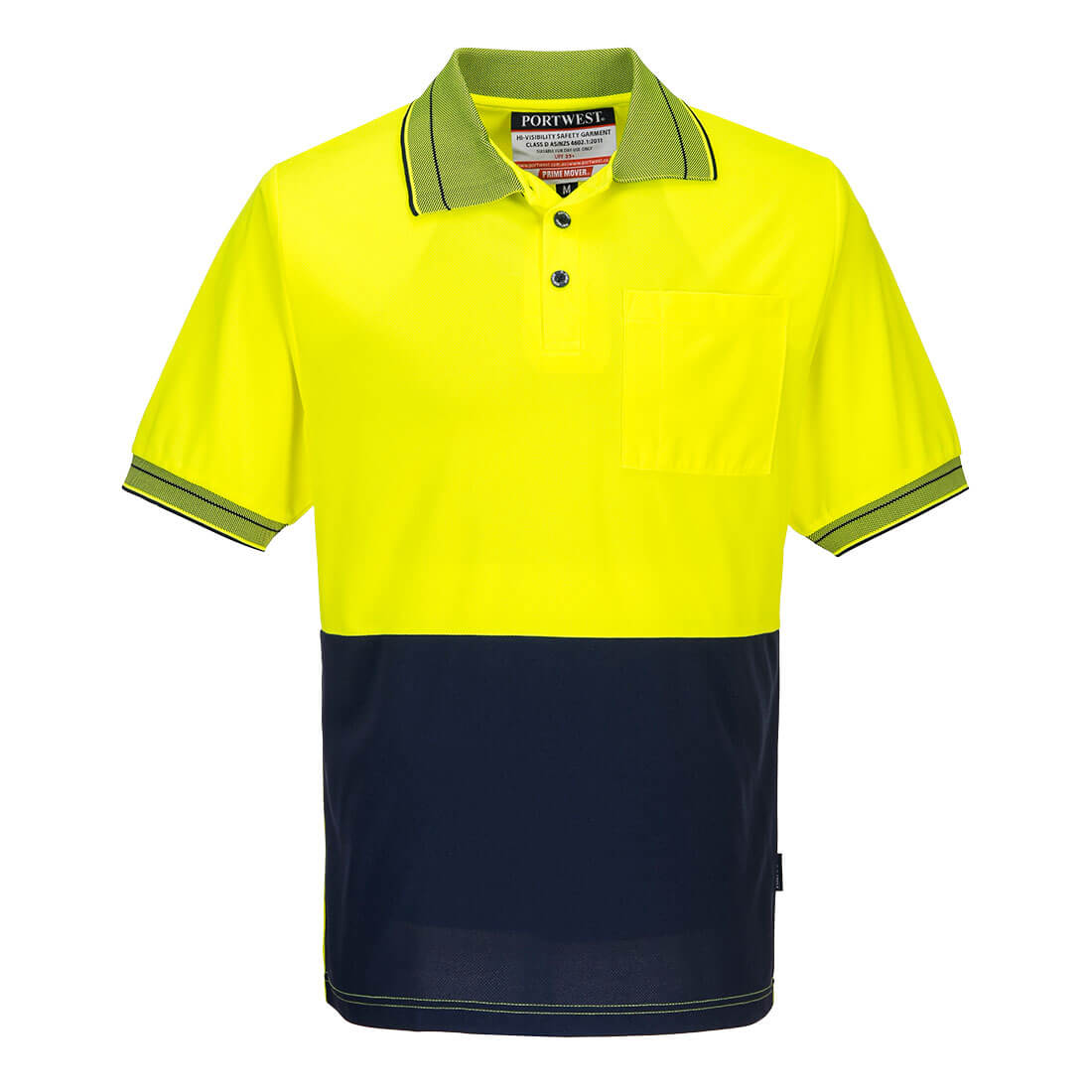 Portwest Hi-Vis Micro Mesh Polo Shirt S/S in Yellow/Navy