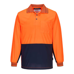 Portwest Hi-Vis Contrast Class D Polo Shirt L/S in Orange/Navy