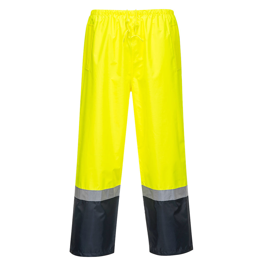 Portwest Hi-Vis Contrast Rain Pants in Yellow/Navy