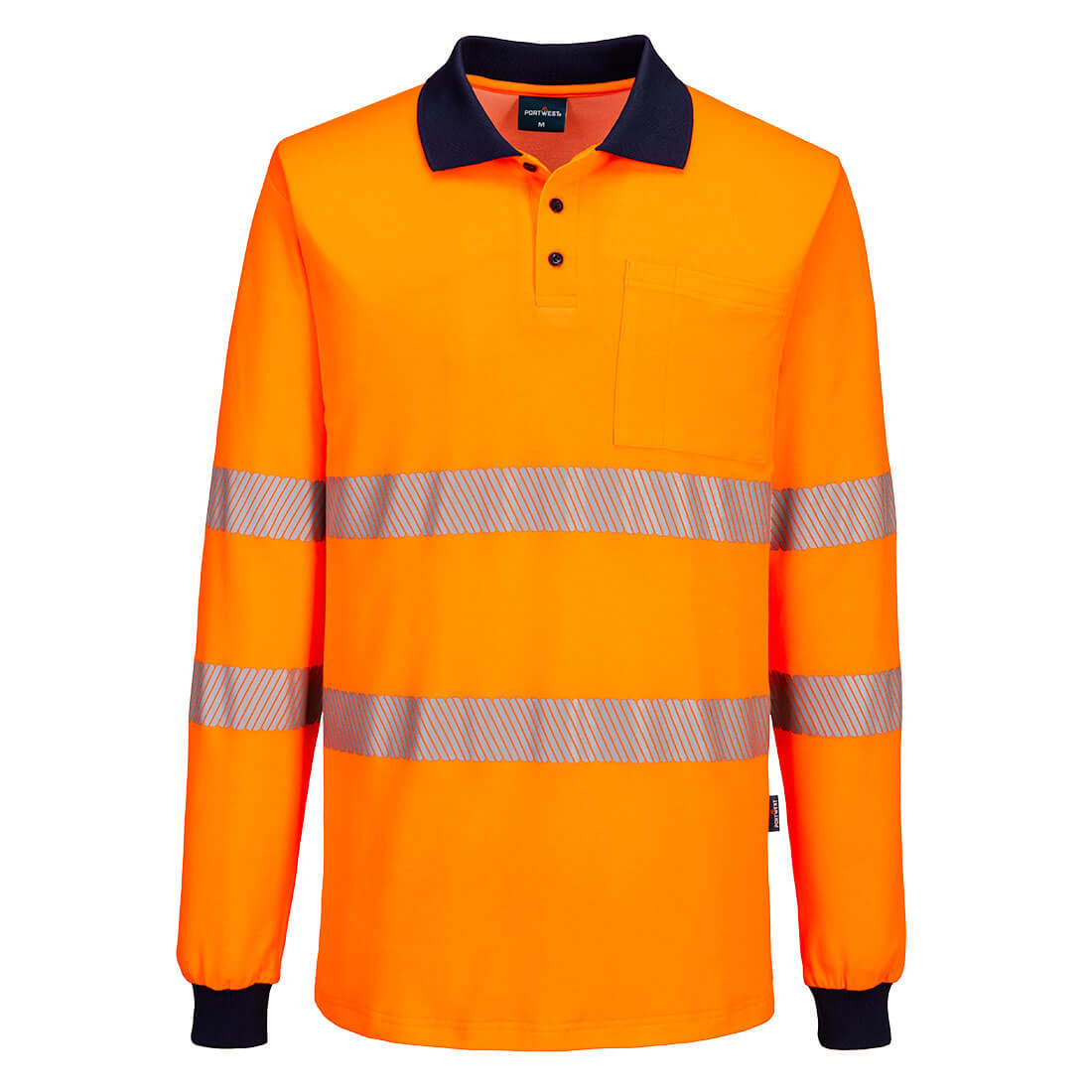 Portwest Hi-Vis Cotton Comfort Polo Shirt L/S in Orange