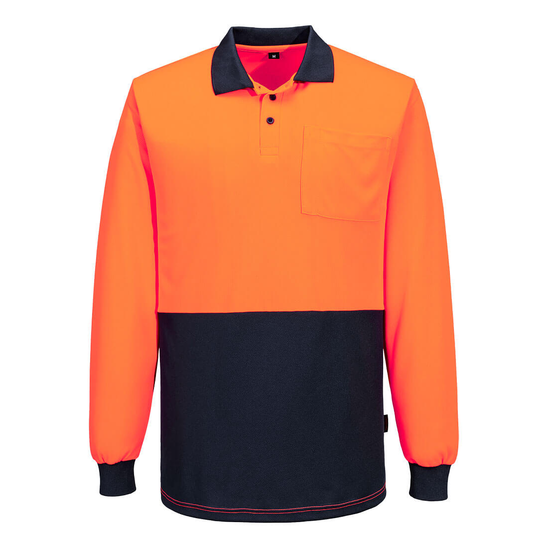 Portwest Hi-Vis Contrast Class D Polo Shirt L/S in Orange/Navy